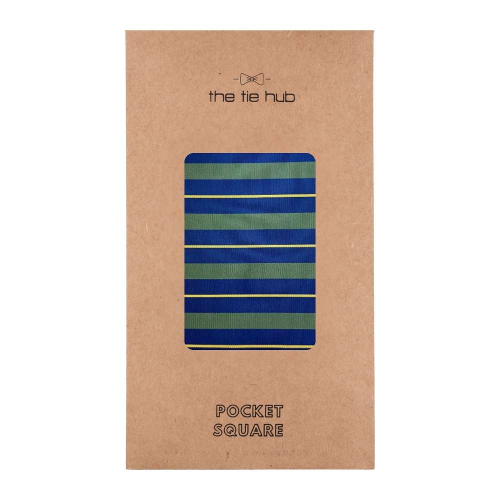 Blue and Green Stripe Pocket Square