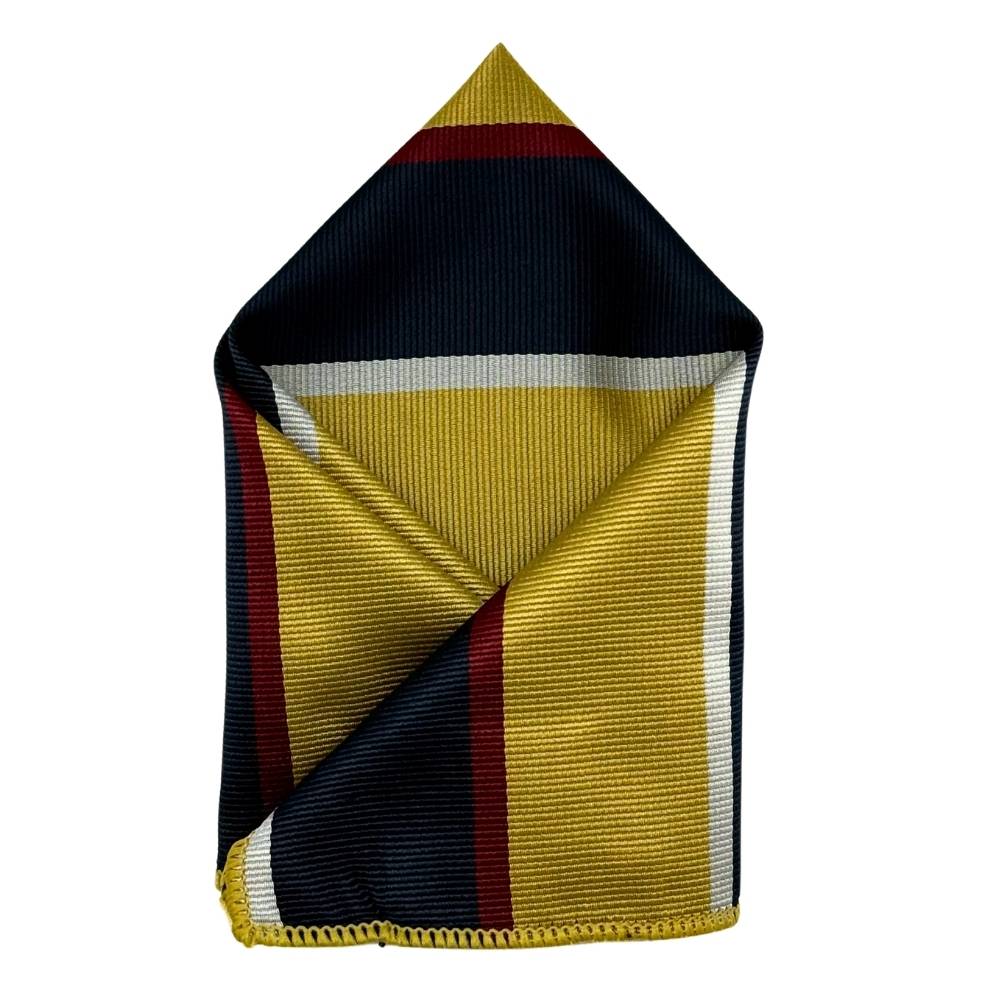 Yellow & Navy Microfiber Pocket Square For Men with Stripe Design