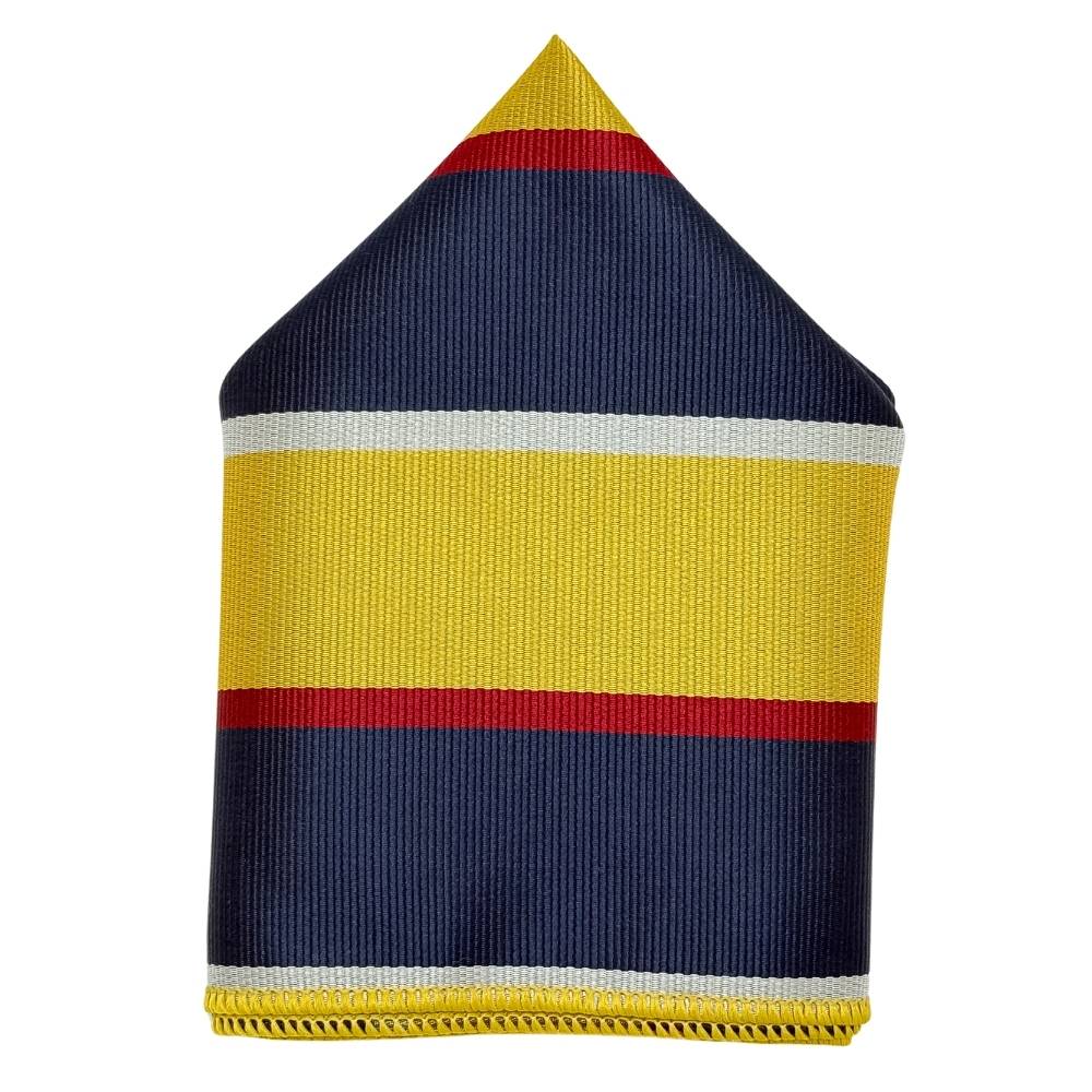 Yellow & Navy Microfiber Pocket Square For Men with Stripe Design