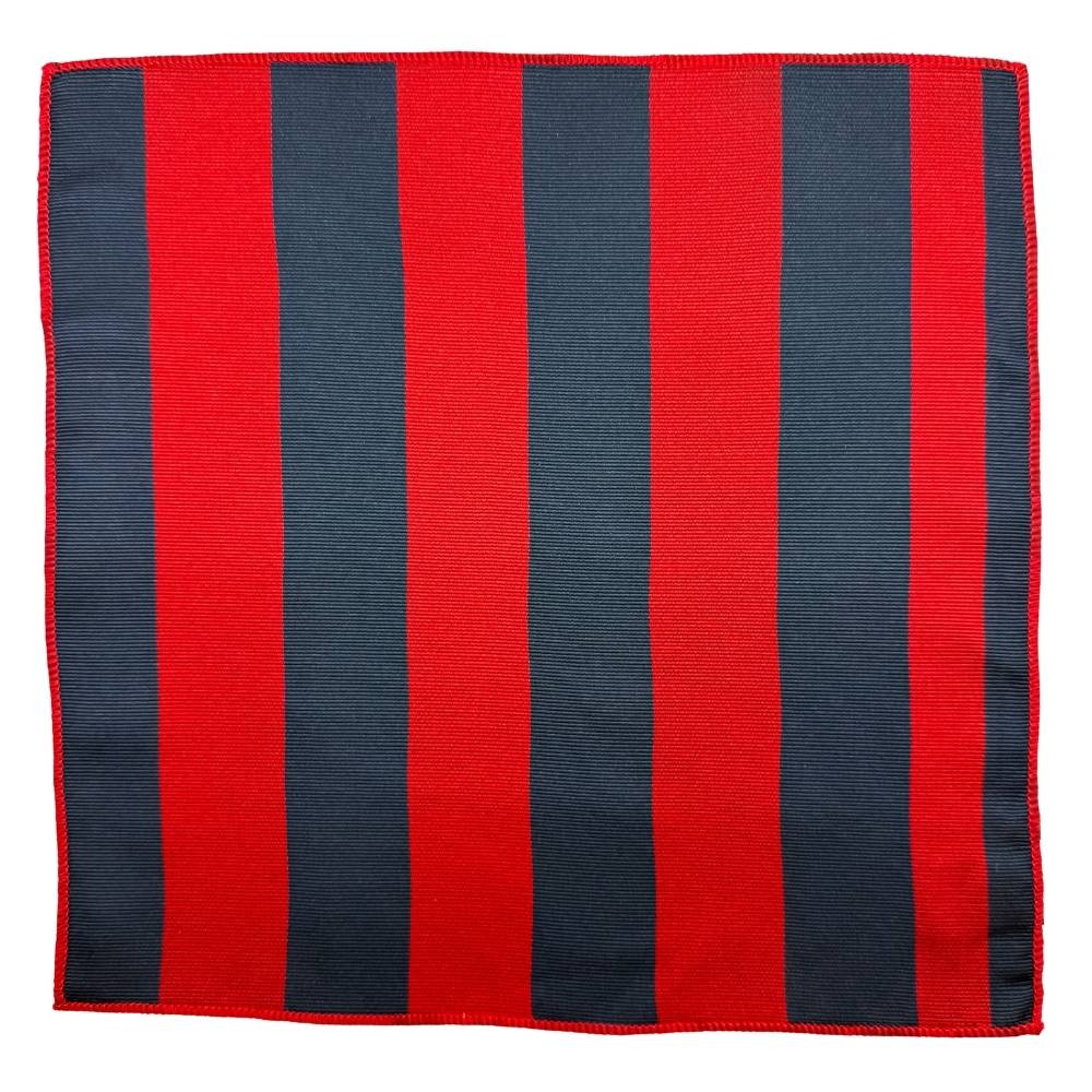 Red & Navy Microfiber Pocket Square For Men with Stripe Design