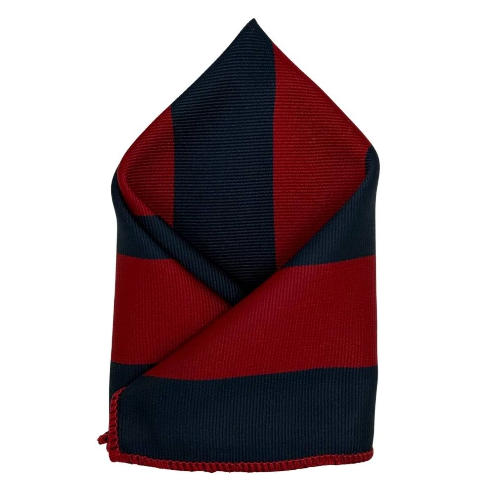 Red & Navy Microfiber Pocket Square For Men with Stripe Design