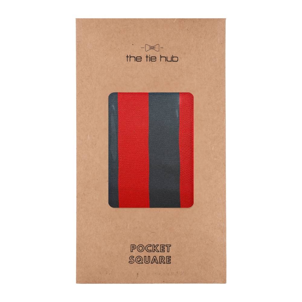 Red & Navy Microfiber Pocket Square For Men with Stripe Design