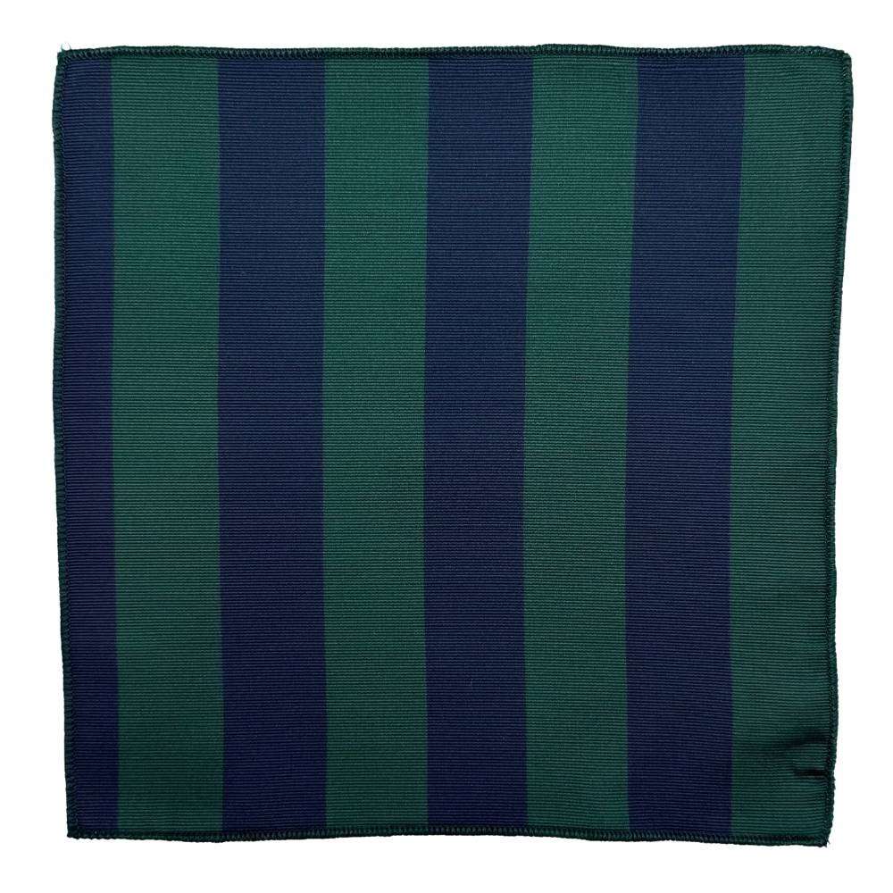 Green & Navy Stripe Microfiber Pocket Square