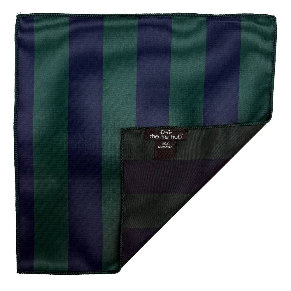 Green & Navy Stripe Microfiber Pocket Square