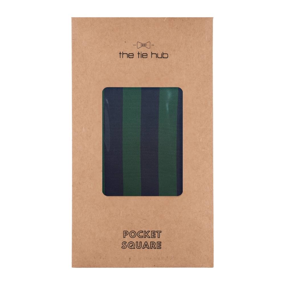 Green & Navy Stripe Microfiber Pocket Square