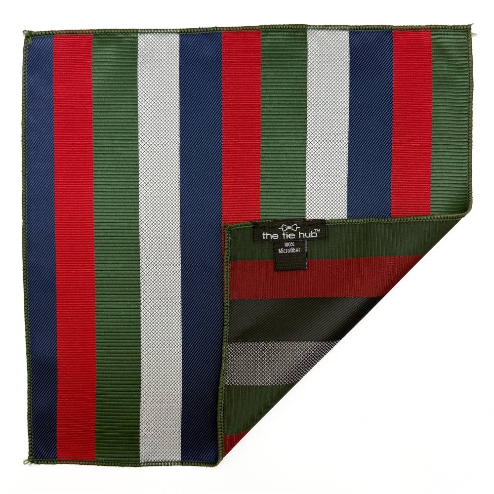 Multi Stripe Stripe Microfiber Pocket Square