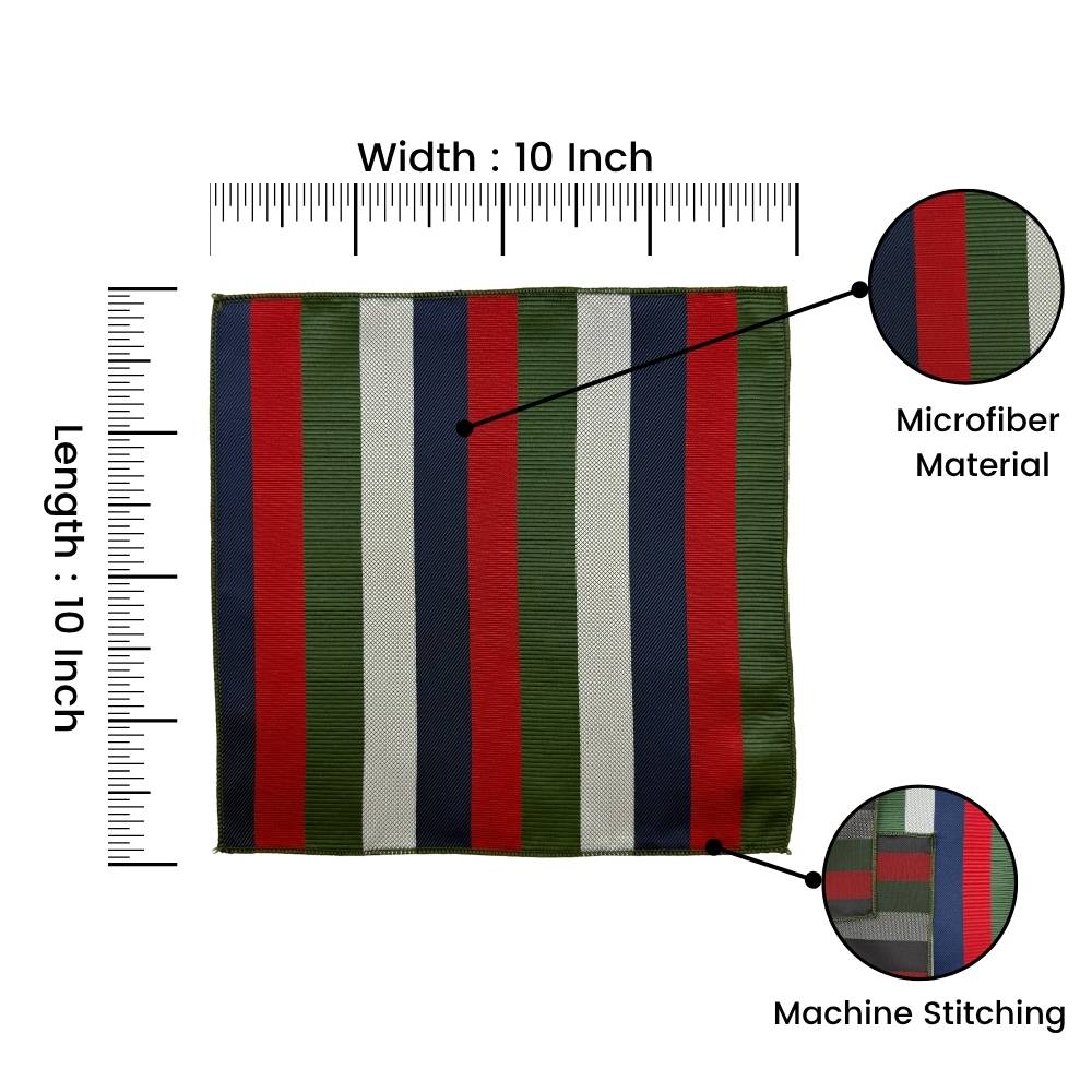 Multi Stripe Stripe Microfiber Pocket Square