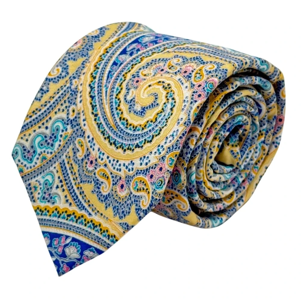 Multicolor Paisley Silk Necktie with Cream Pocket Square Gift Set