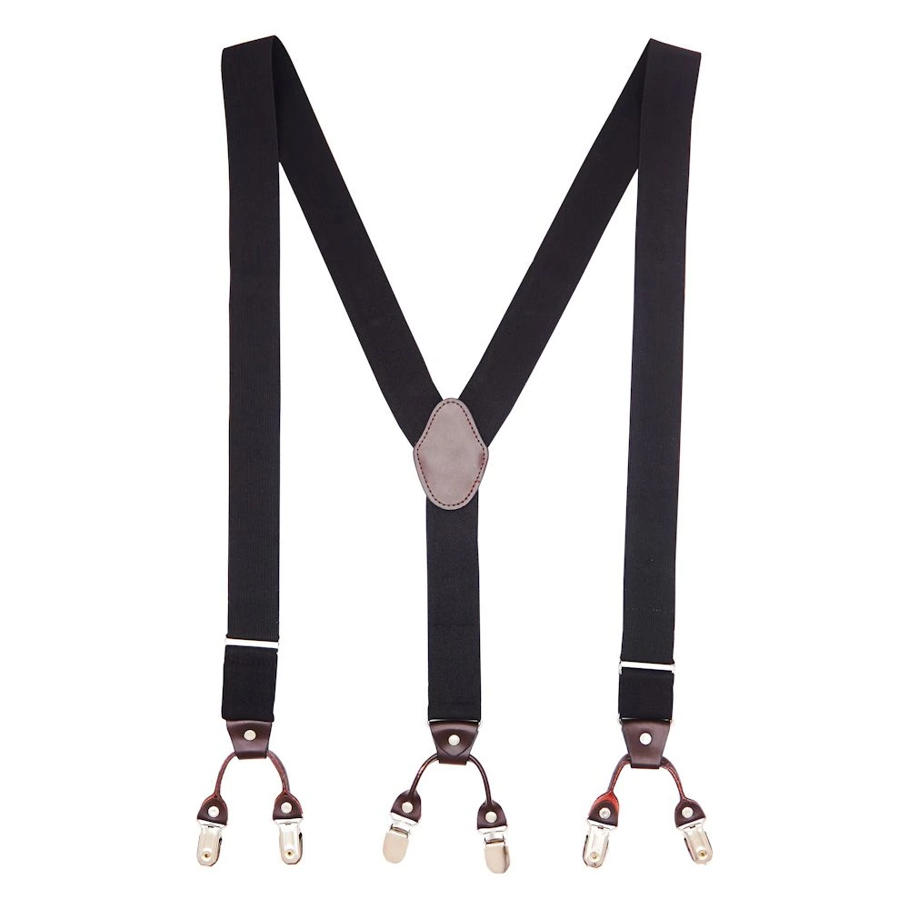 Black Y-Back Clip-On Suspenders for Men