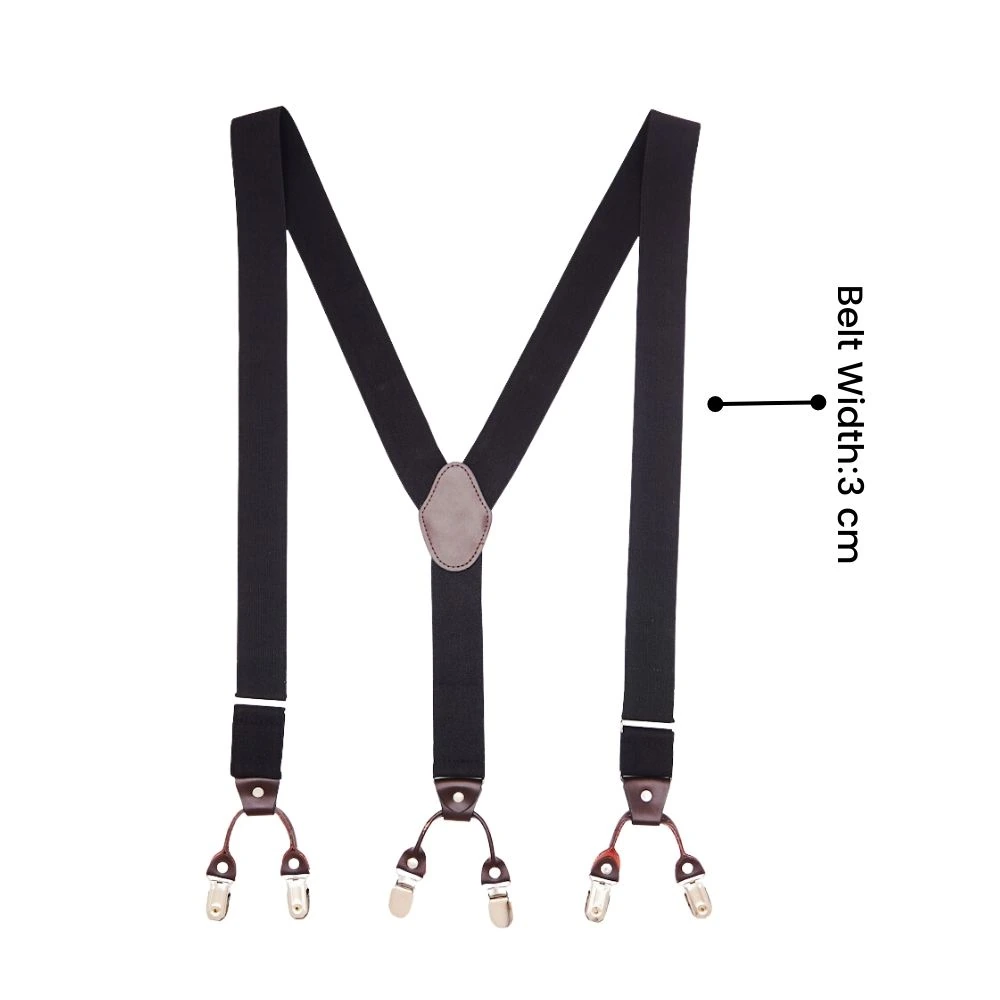 Black Y-Back Clip-On Suspenders for Men