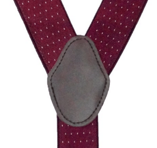 Burgundy Polka Dot Y-Back Clip-On Suspenders for Men