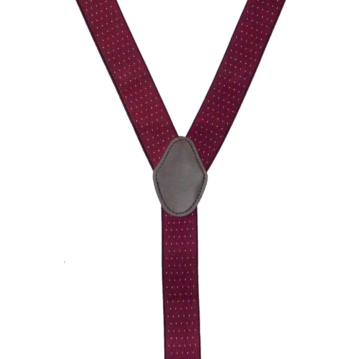 Burgundy Polka Dot Y-Back Clip-On Suspenders for Men