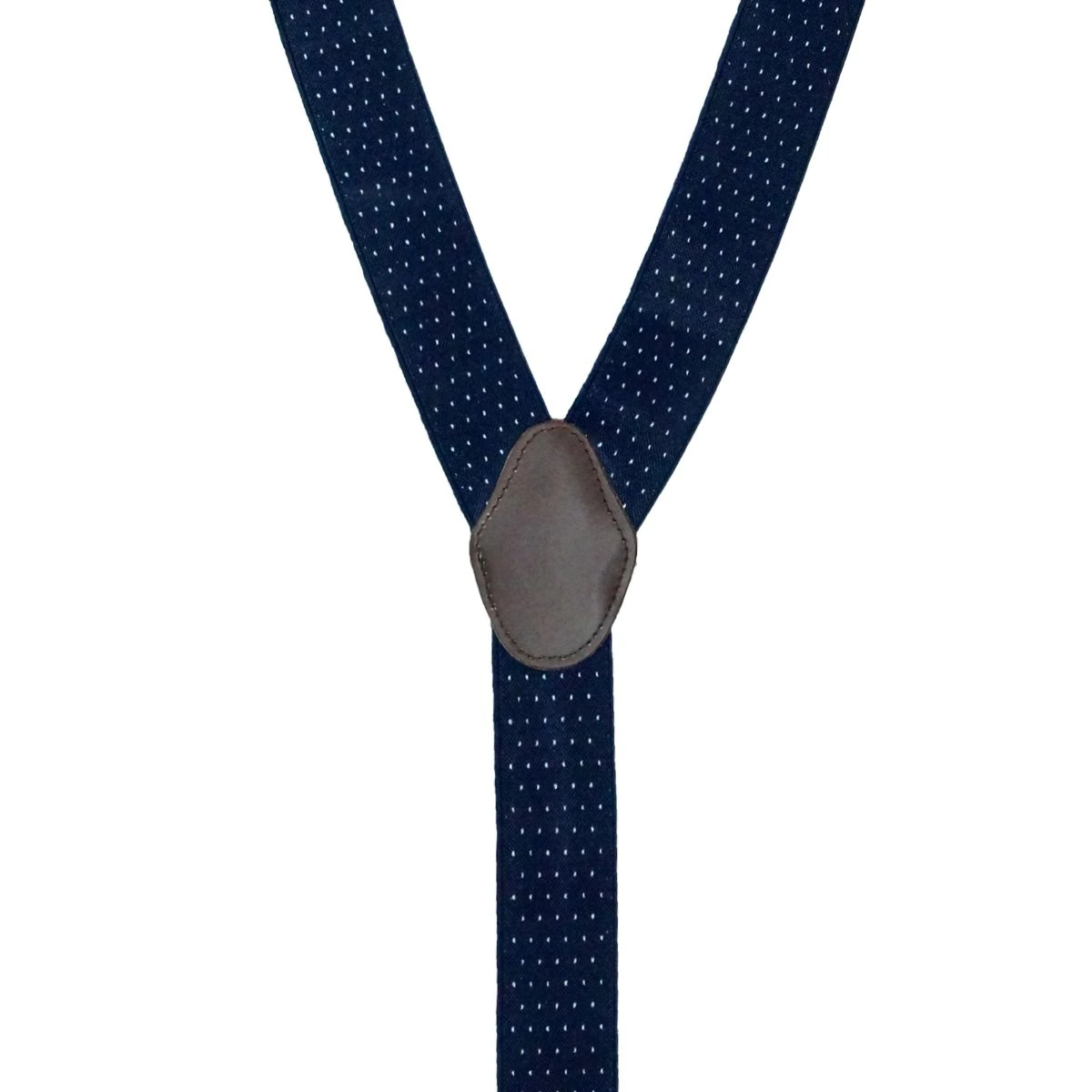 Navy Polka Dot Y-Back Clip-On Suspenders for Men