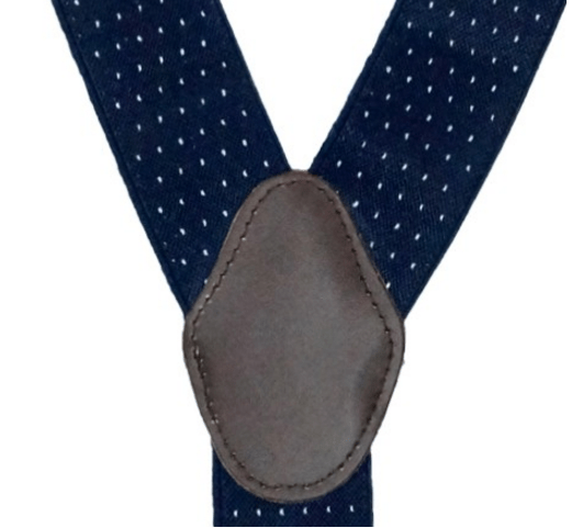 Navy Polka Dot Y-Back Clip-On Suspenders for Men