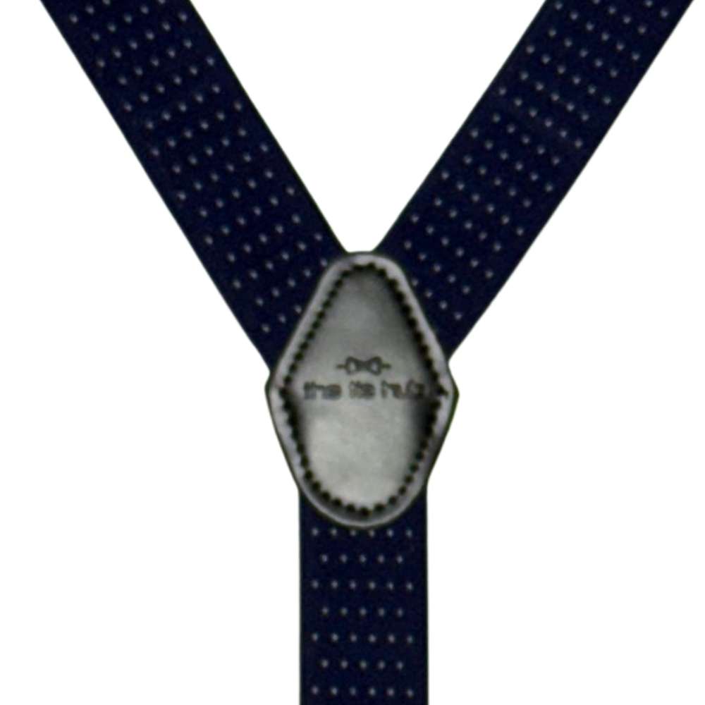 Navy Polka Dot Y-Back Clip-On Suspenders for Men