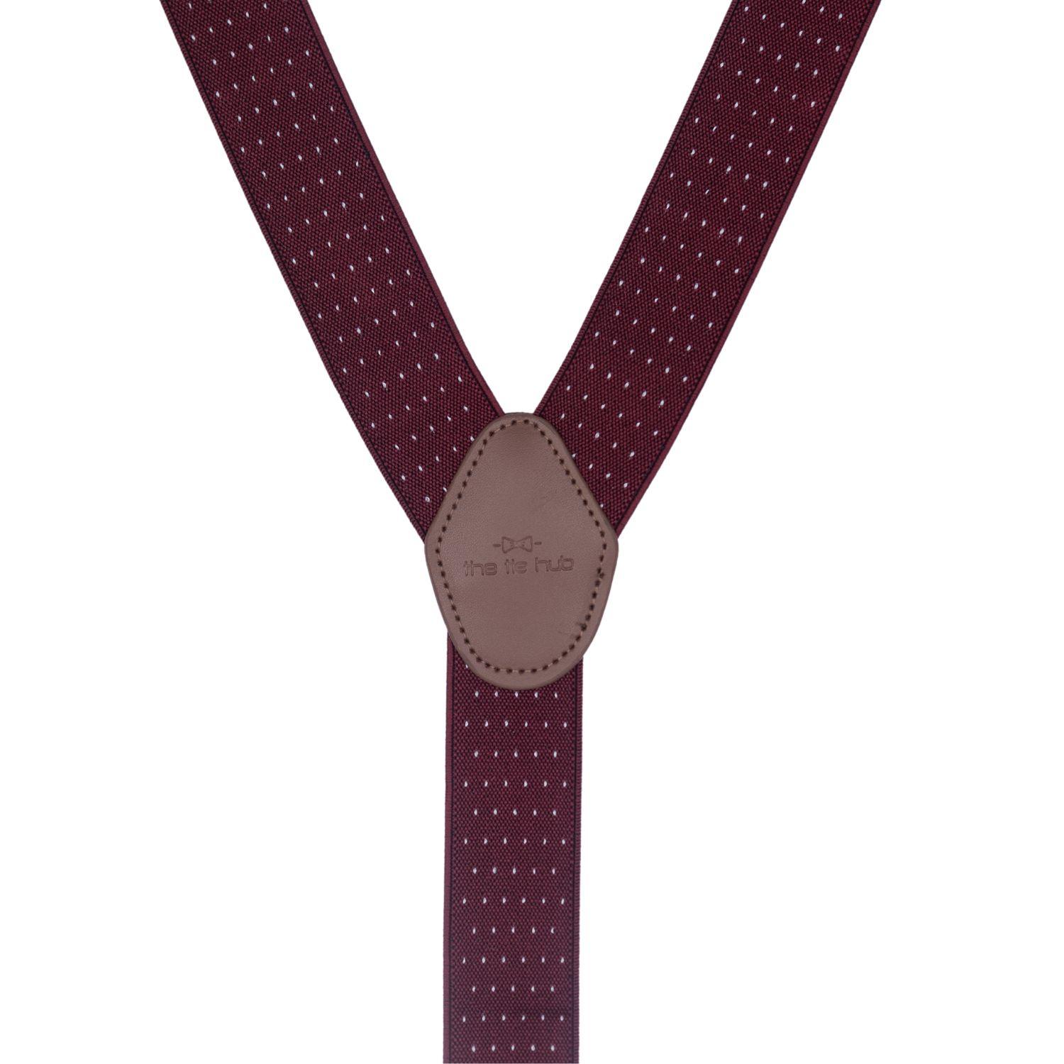 Burgundy Polka Dot Y-Back Clip-On Suspenders for Men