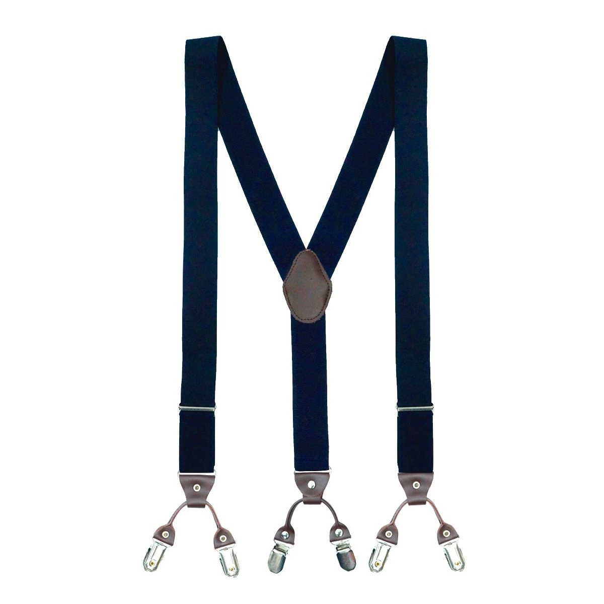 Navy Blue Y-Back Clip-On Suspenders for Men