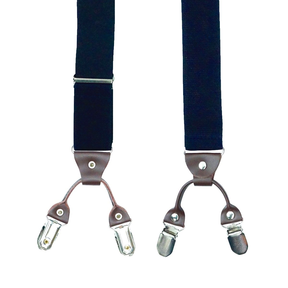 Navy Blue Y-Back Clip-On Suspenders for Men