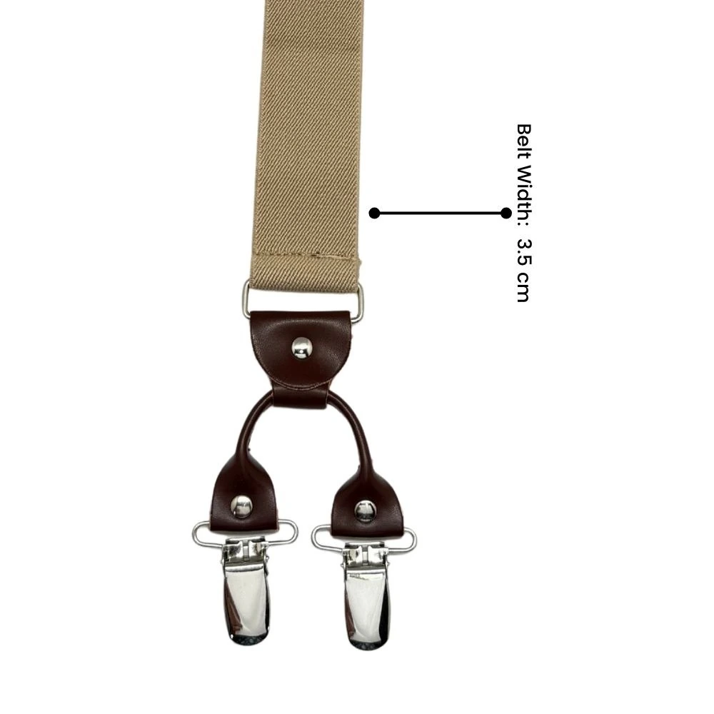 Black Geometric Y-Back Clip-On Suspenders for Men