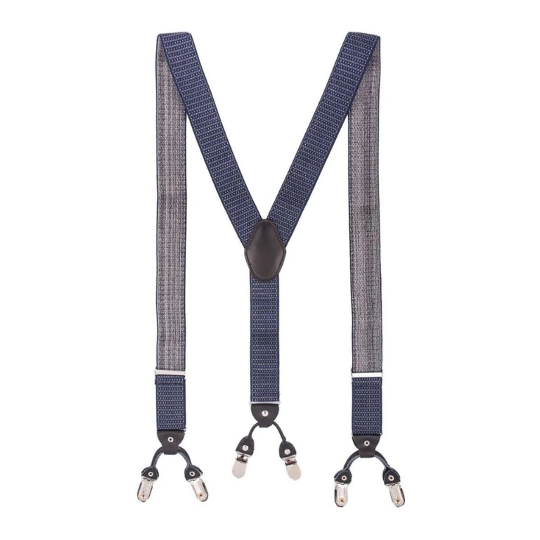 Blue Polka Dot Y-Back Clip-On Suspenders for Men