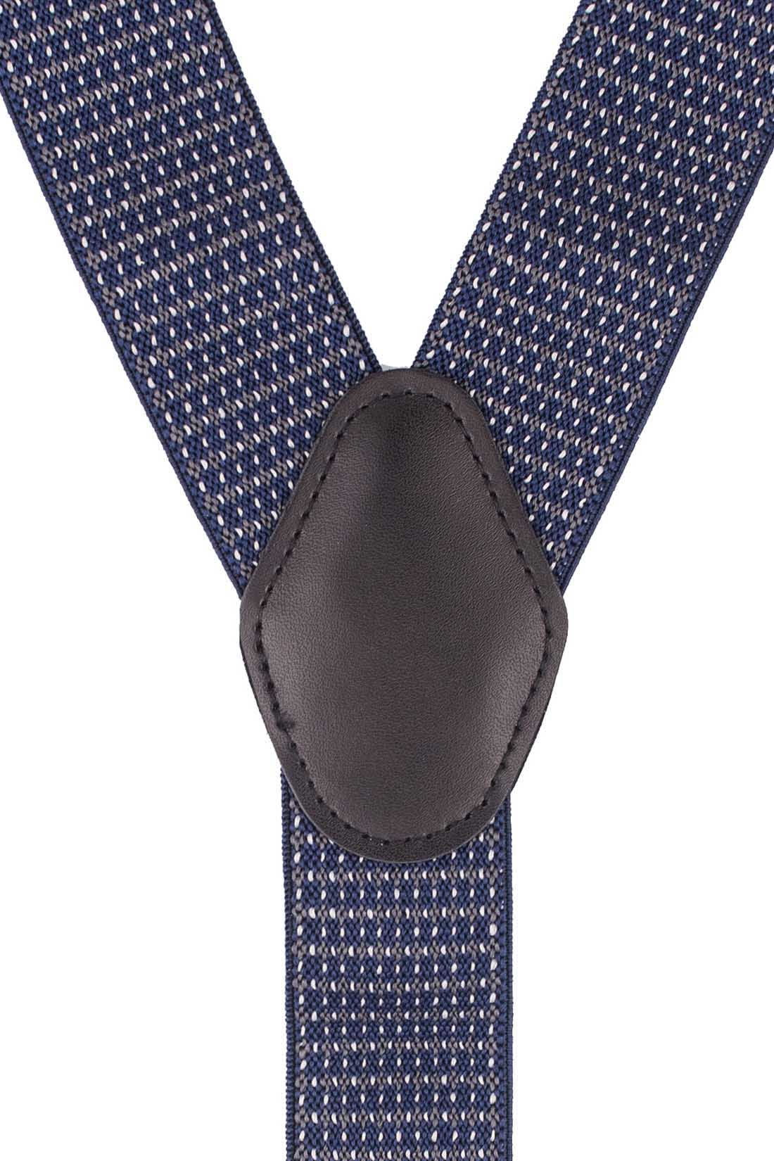 Blue Polka Dot Y-Back Clip-On Suspenders for Men