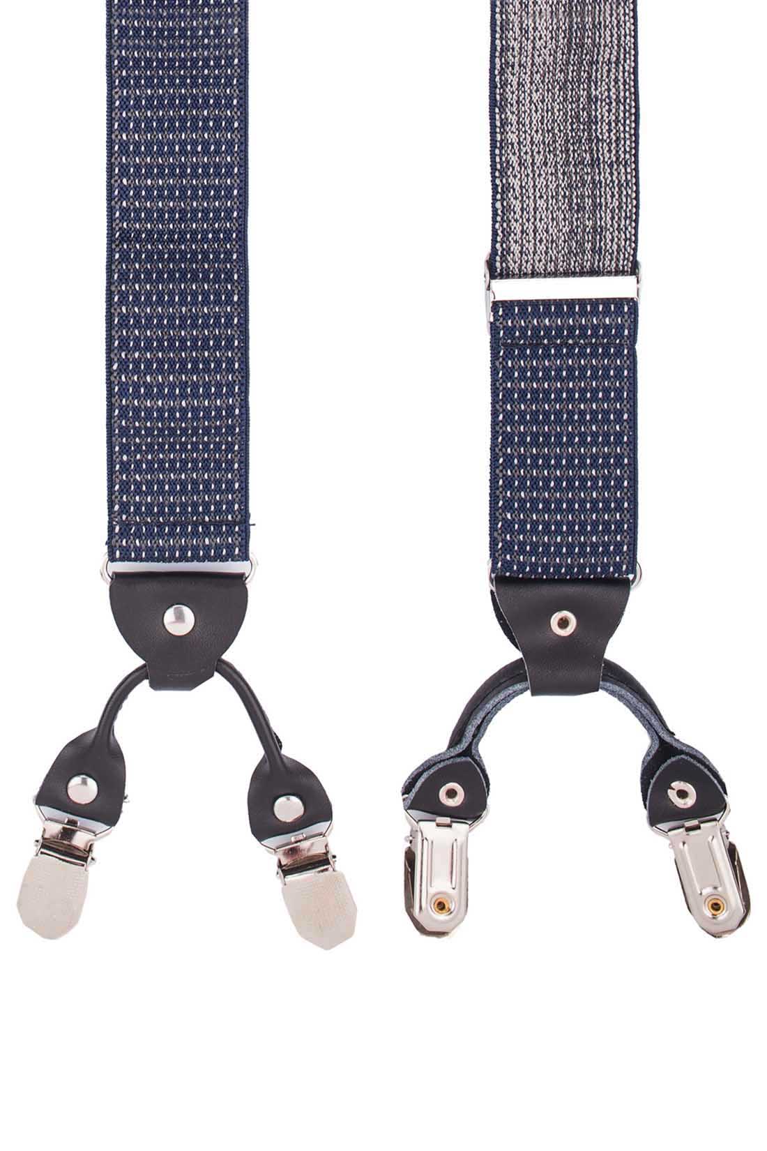 Blue Polka Dot Y-Back Clip-On Suspenders for Men