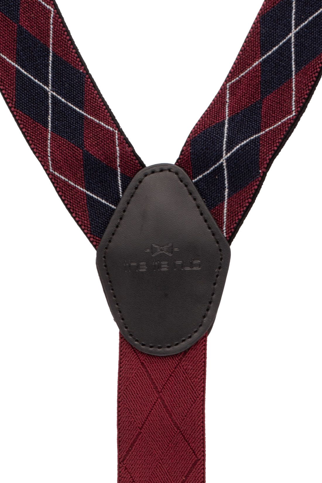 Burgundy Geometric Y-Back Clip-On Suspenders for Men