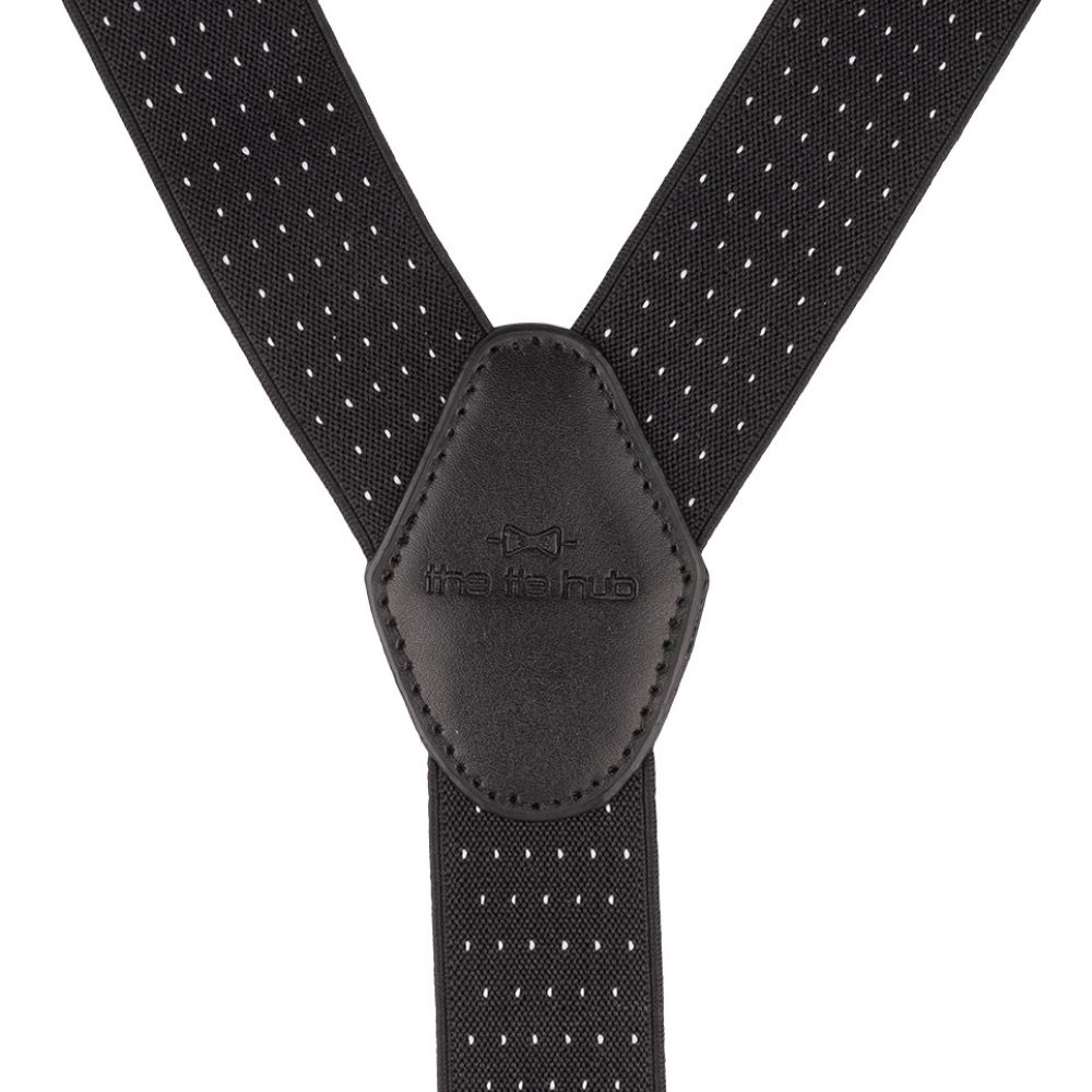 Black Polka Dot Y-Back Clip-On Suspenders for Men