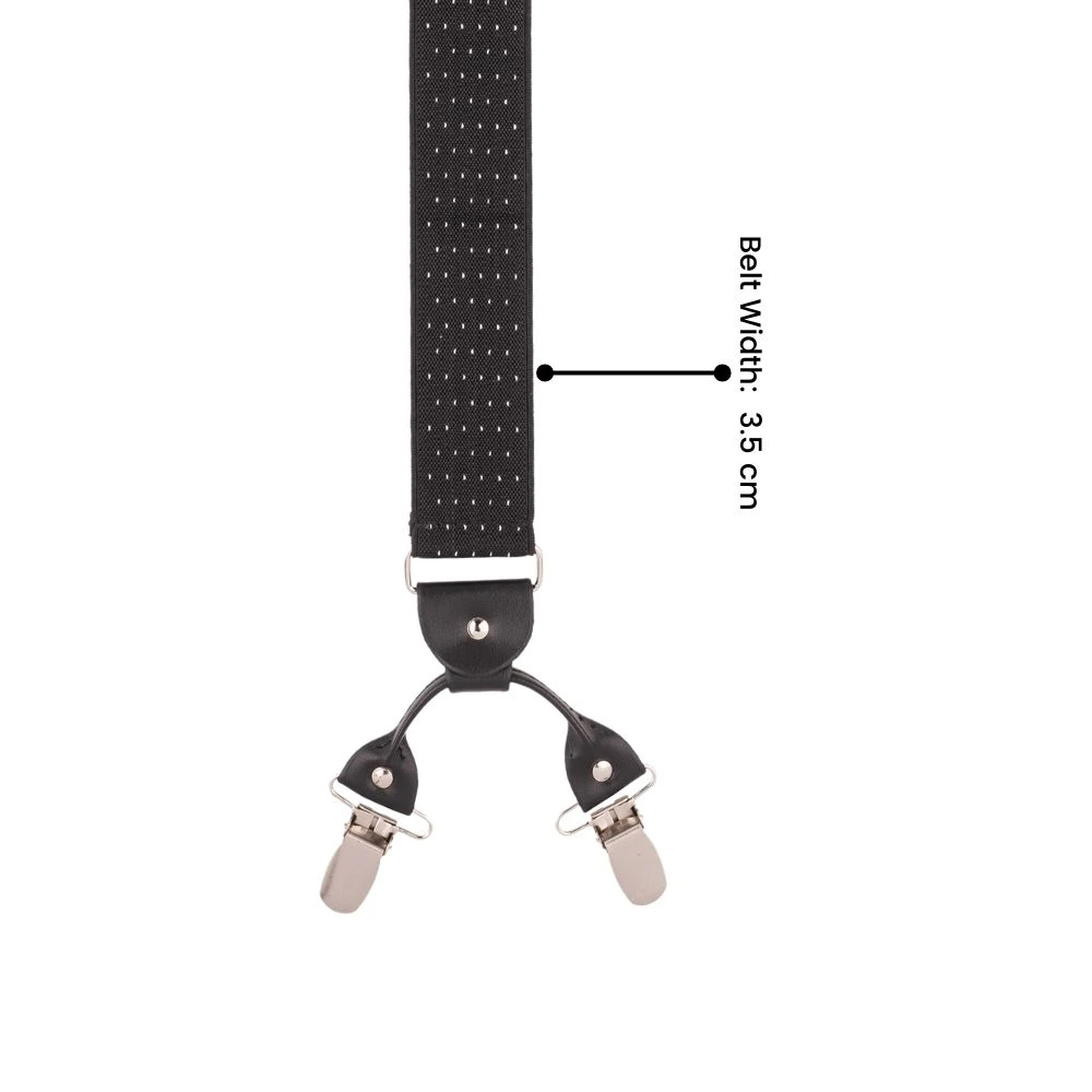 Black Polka Dot Y-Back Clip-On Suspenders for Men