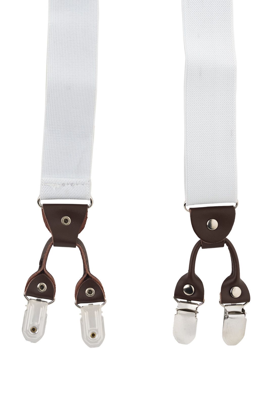 White Y-Back Clip-On Suspenders for Men