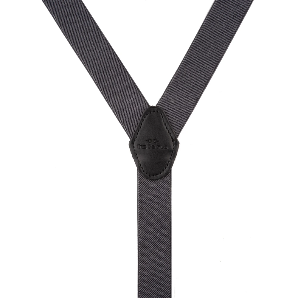 Grey Y-Back Clip-On Suspenders for Men