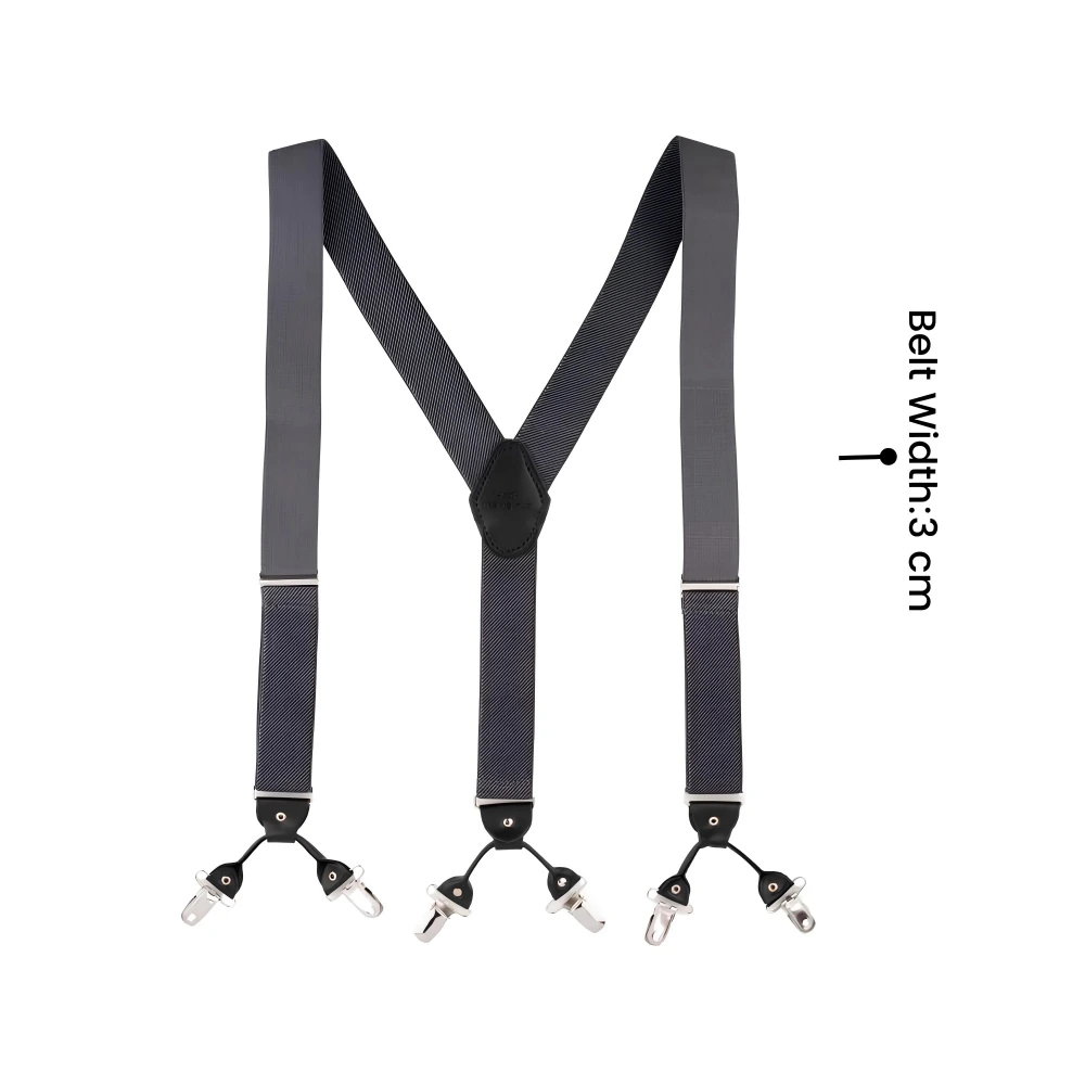 Grey Y-Back Clip-On Suspenders for Men