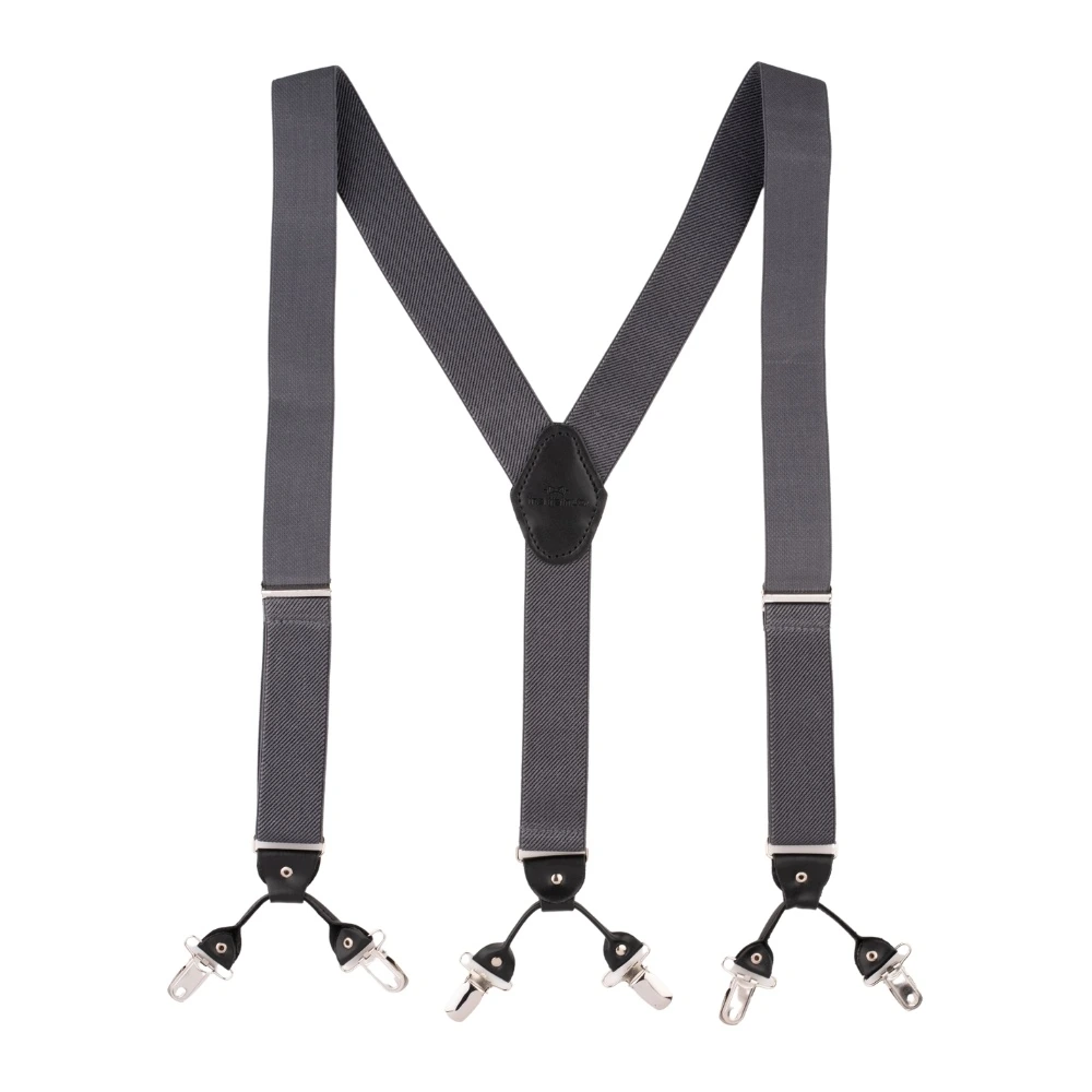 Grey Y-Back Clip-On Suspenders for Men