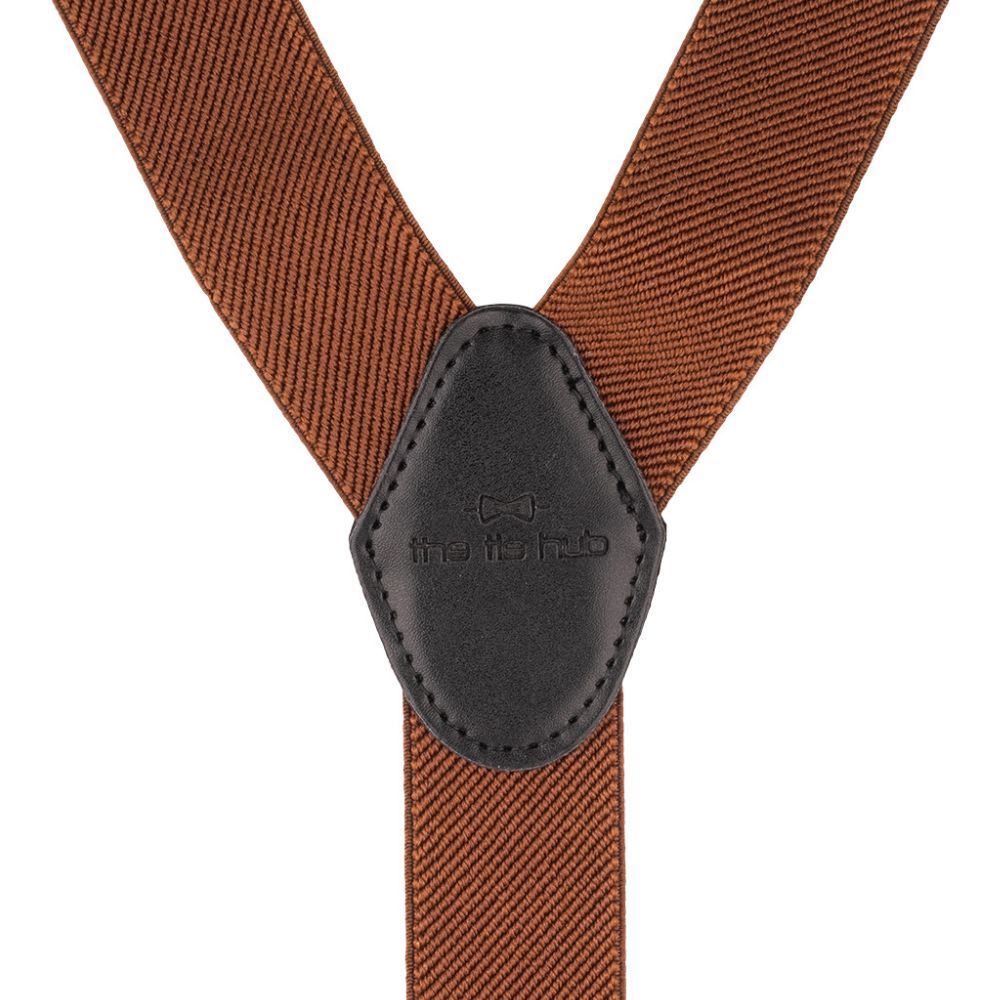 Brown Y-Back Clip-On Suspenders for Men