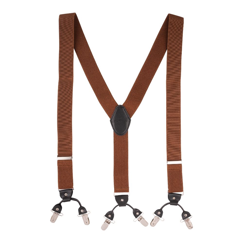 Brown Y-Back Clip-On Suspenders for Men