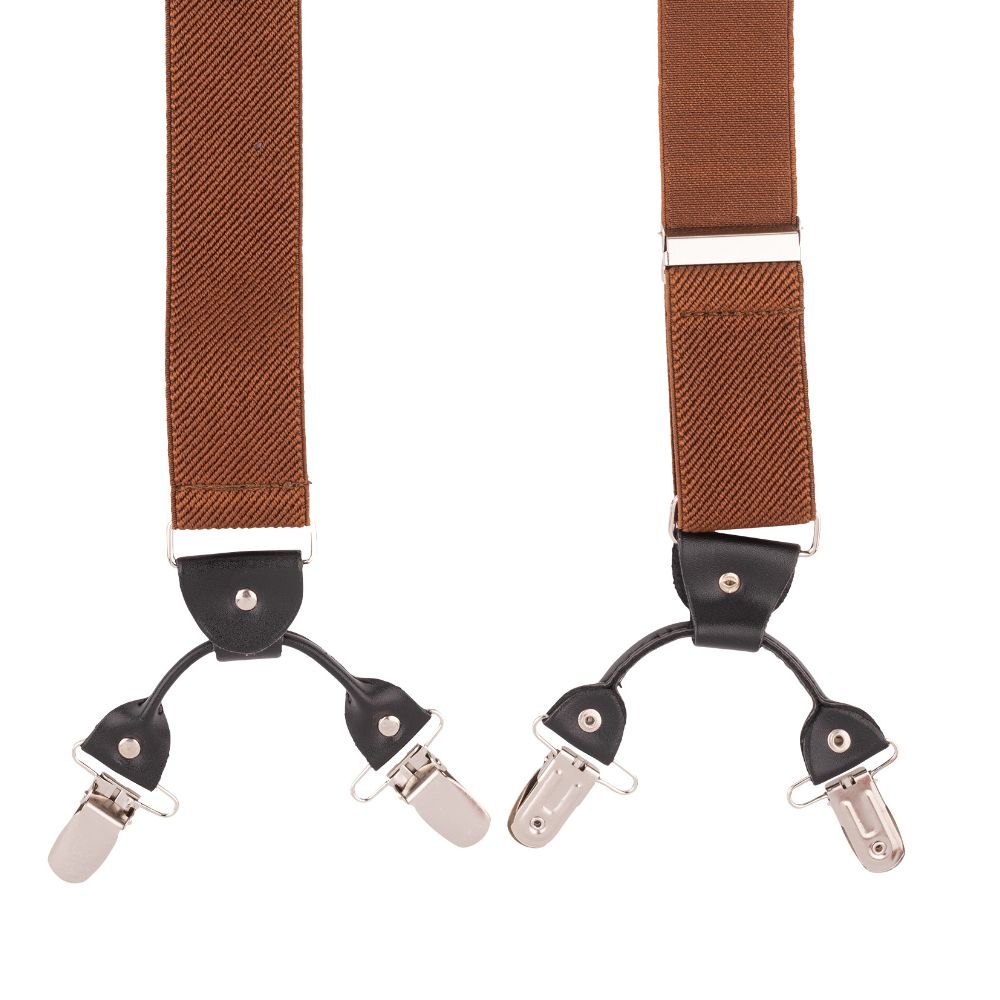 Brown Y-Back Clip-On Suspenders for Men