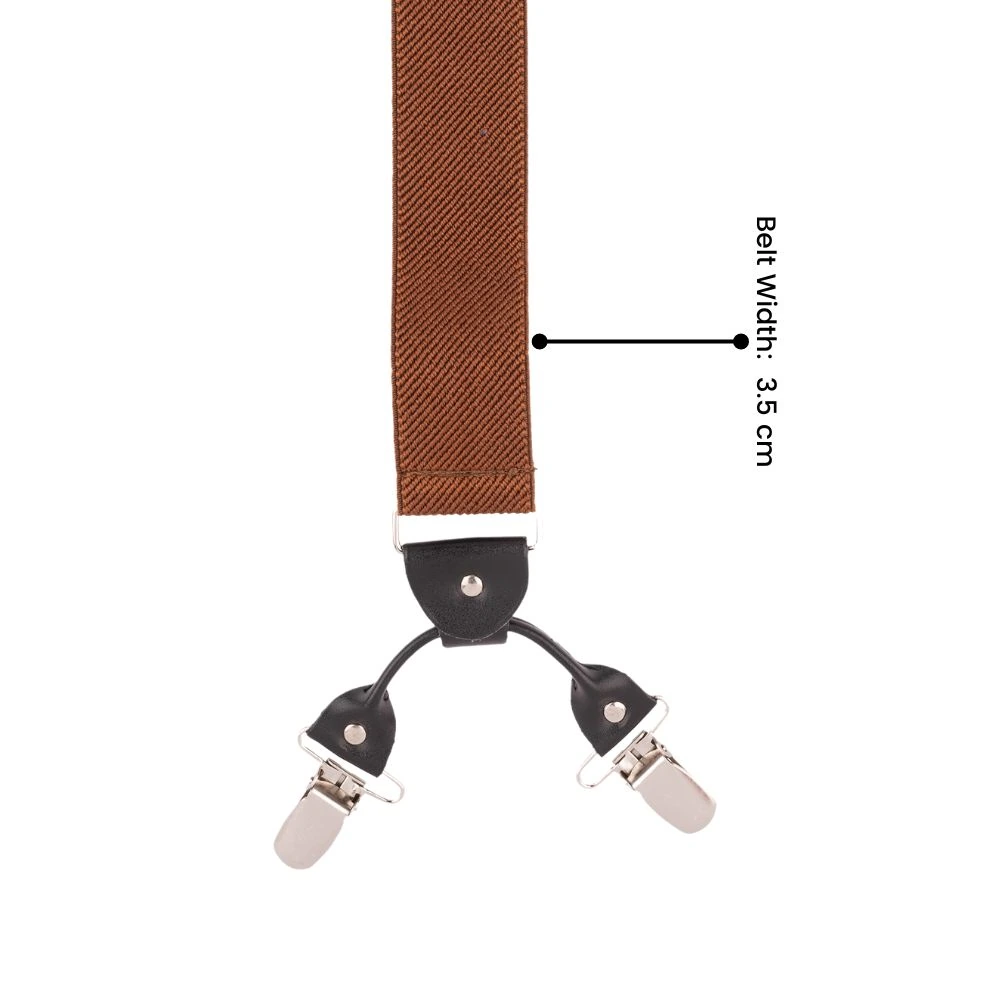 Brown Y-Back Clip-On Suspenders for Men