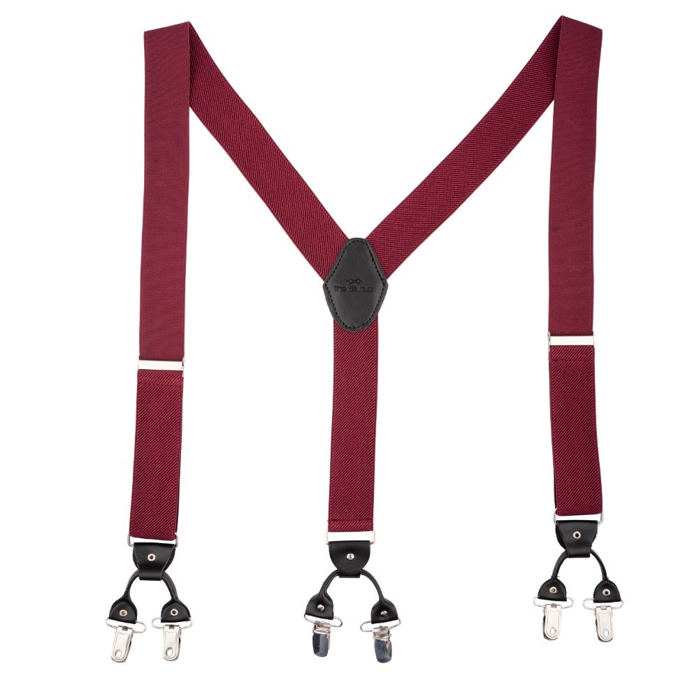 Pink Y-Back Clip-On Suspenders for Men