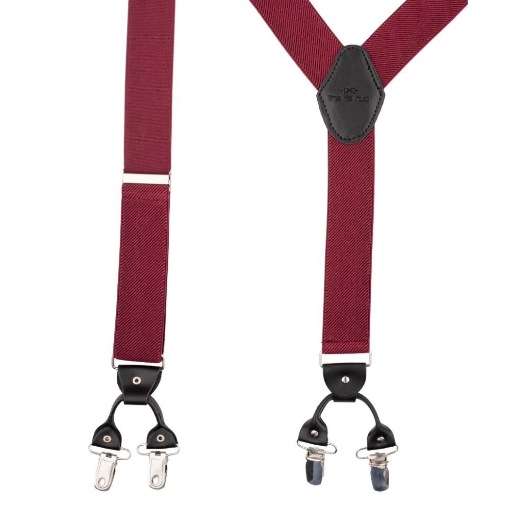 Pink Y-Back Clip-On Suspenders for Men