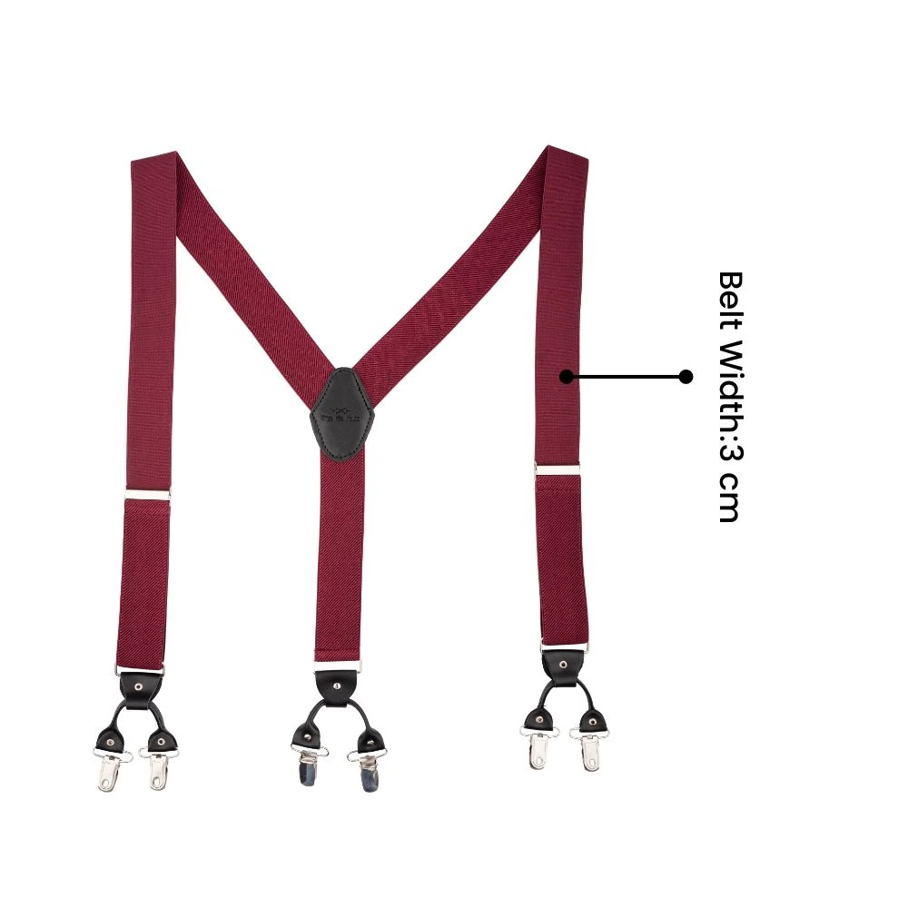 Pink Y-Back Clip-On Suspenders for Men