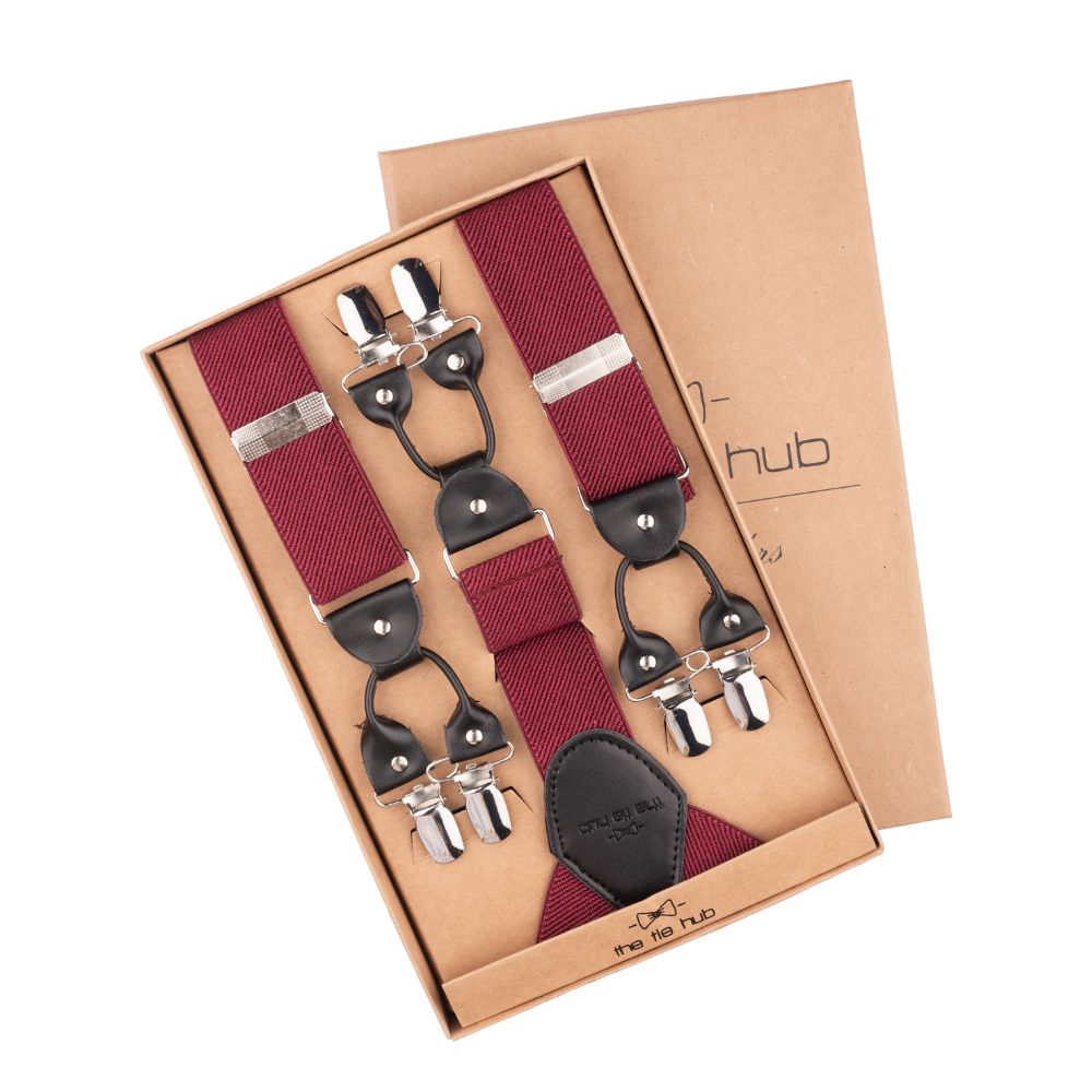 Pink Y-Back Clip-On Suspenders for Men