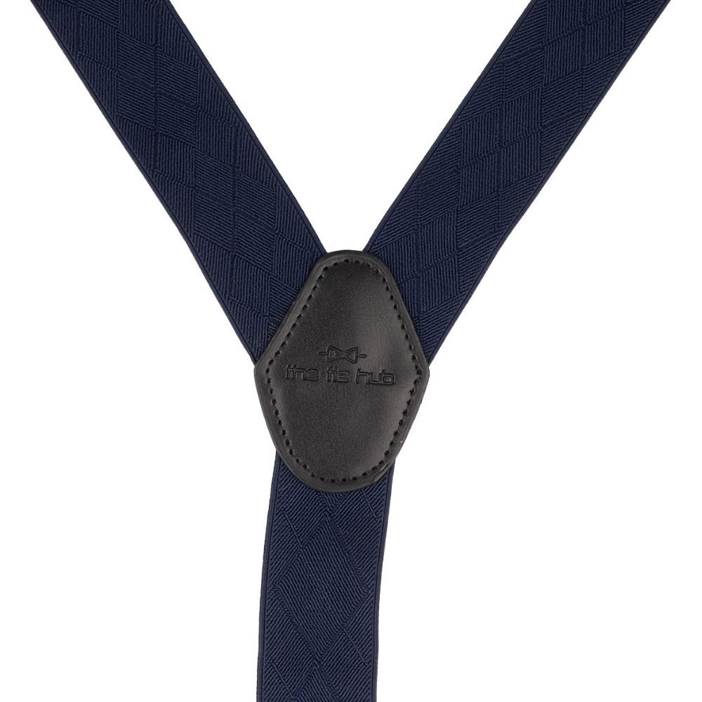 Blue Geometric Y-Back Clip-On Suspenders for Men