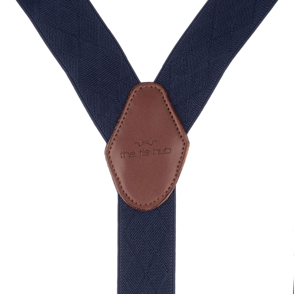 Blue Geometric Y-Back Clip-On Suspenders for Men