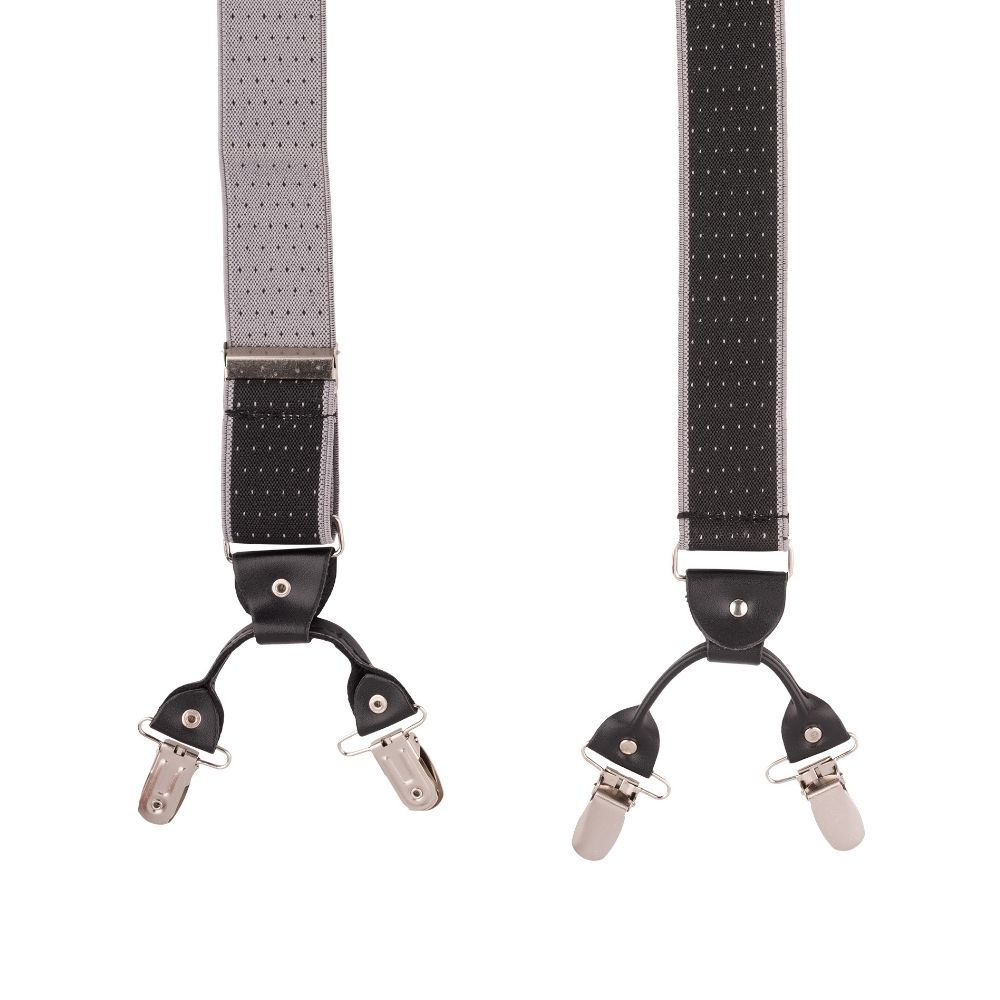 Black Polka Dot Y-Back Clip-On Suspenders for Men