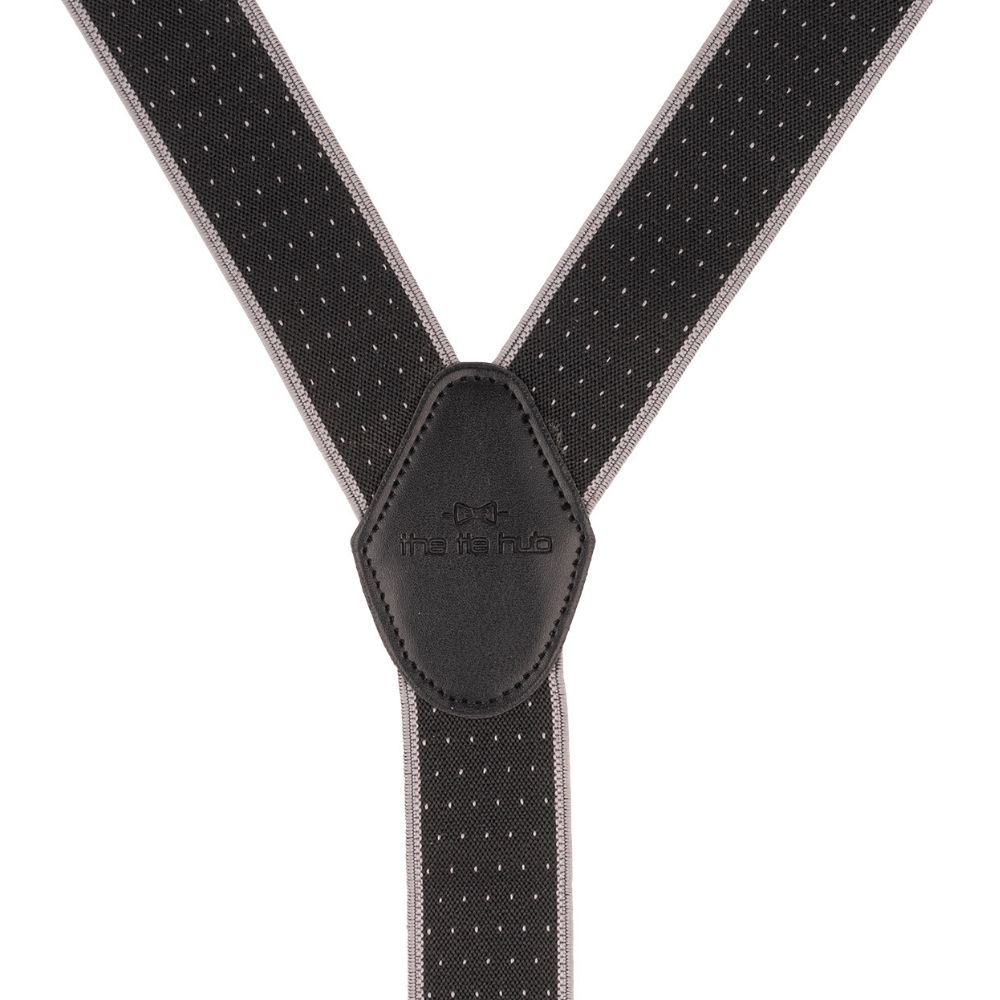 Black Polka Dot Y-Back Clip-On Suspenders for Men