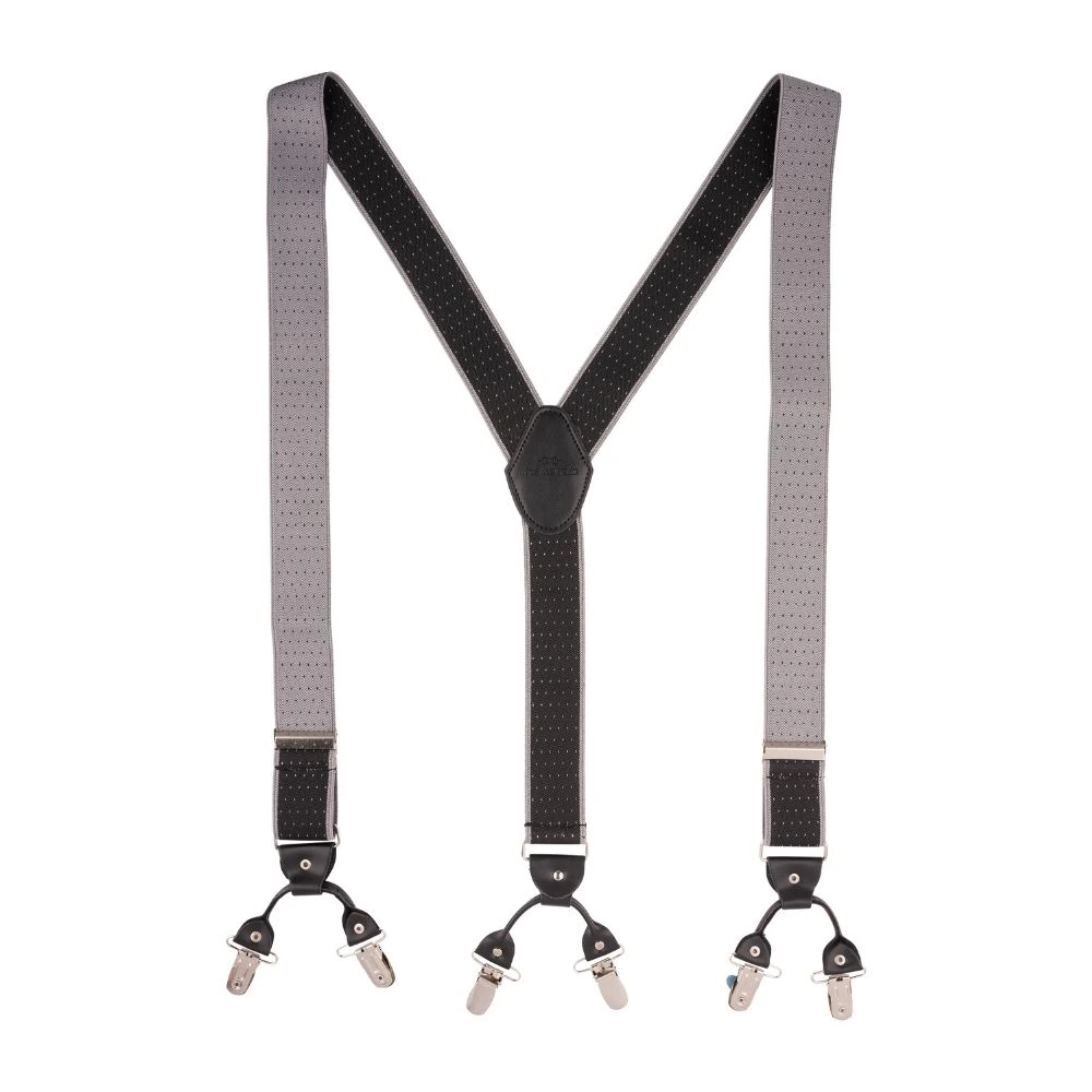 Black Polka Dot Y-Back Clip-On Suspenders for Men