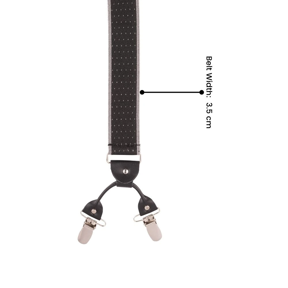 Black Polka Dot Y-Back Clip-On Suspenders for Men