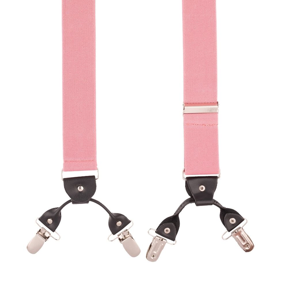 Pink Y-Back Clip-On Suspenders for Men