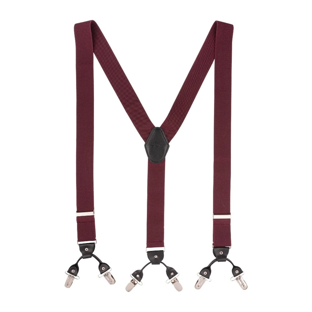 Burgundy Y-Back Clip-On Suspenders for Men