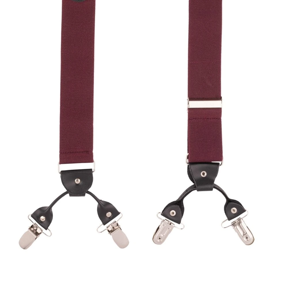 Burgundy Y-Back Clip-On Suspenders for Men